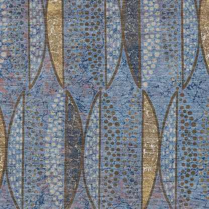 9' X 12' Blue And Brown Geometric Washable Indoor Outdoor Area Rug HomeRoots