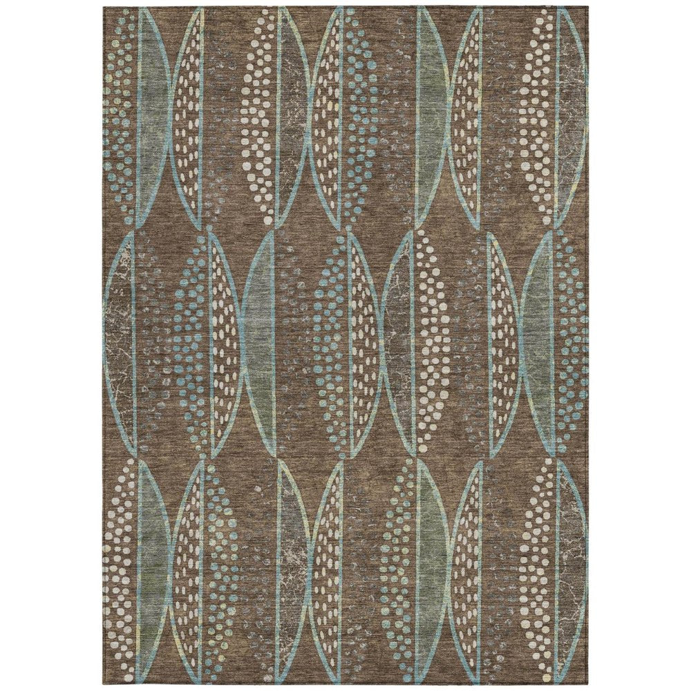 3' X 5' Brown And Gray Geometric Washable Indoor Outdoor Area Rug — view 7