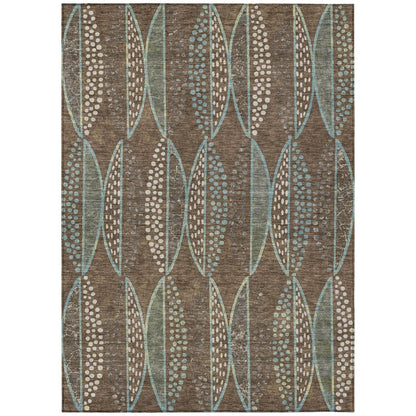 3' X 5' Brown And Gray Geometric Washable Indoor Outdoor Area Rug HomeRoots