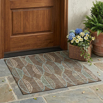 3' X 5' Brown And Gray Geometric Washable Indoor Outdoor Area Rug HomeRoots