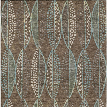 3' X 5' Brown And Gray Geometric Washable Indoor Outdoor Area Rug HomeRoots