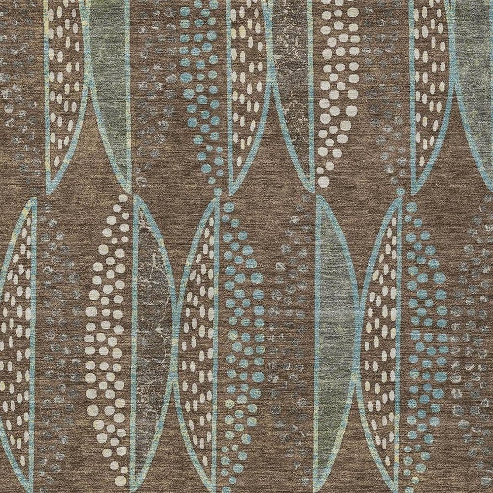 5' X 8' Brown And Gray Geometric Washable Indoor Outdoor Area Rug HomeRoots