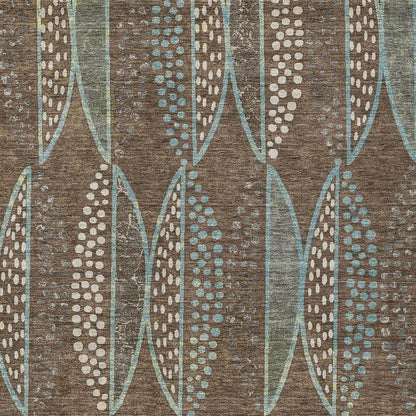 5' X 8' Brown And Gray Geometric Washable Indoor Outdoor Area Rug HomeRoots
