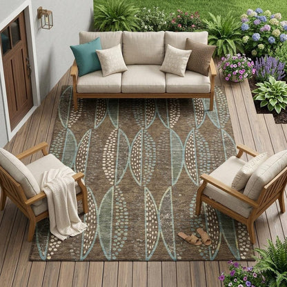 8' X 10' Brown And Gray Geometric Washable Indoor Outdoor Area Rug HomeRoots