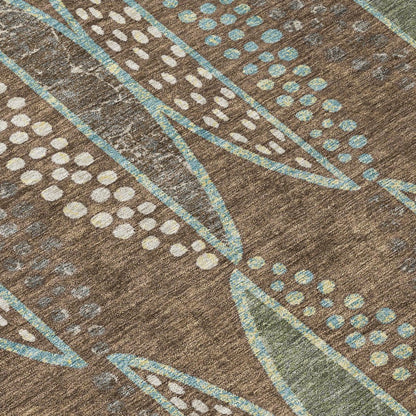 8' X 10' Brown And Gray Geometric Washable Indoor Outdoor Area Rug HomeRoots