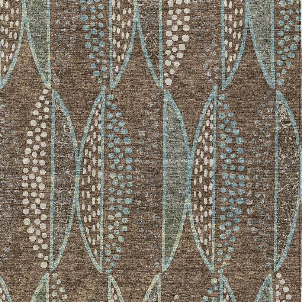 8' X 10' Brown And Gray Geometric Washable Indoor Outdoor Area Rug — view 6