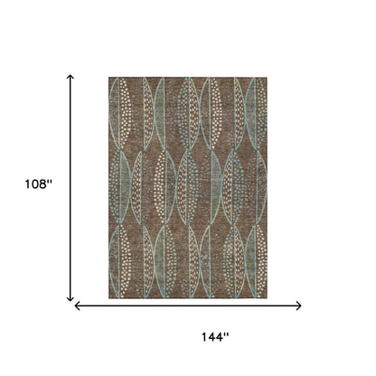 9' X 12' Brown And Gray Geometric Washable Indoor Outdoor Area Rug HomeRoots