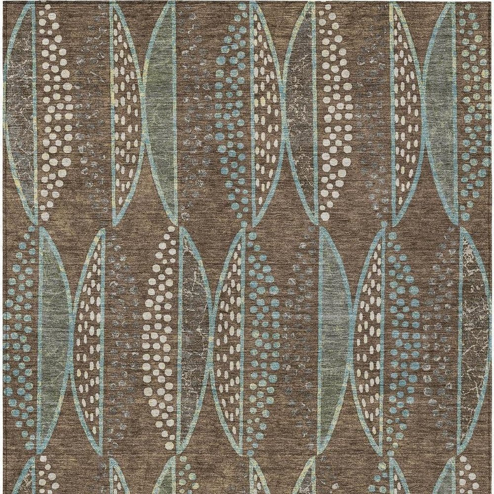 9' X 12' Brown And Gray Geometric Washable Indoor Outdoor Area Rug HomeRoots