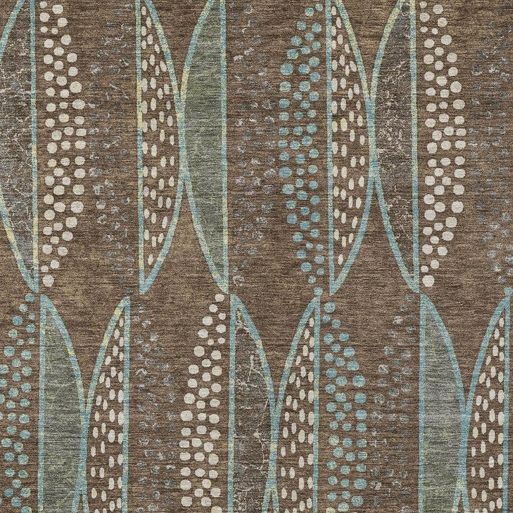 9' X 12' Brown And Gray Geometric Washable Indoor Outdoor Area Rug — view 6