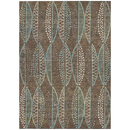 10' X 14' Brown And Gray Geometric Washable Indoor Outdoor Area Rug HomeRoots