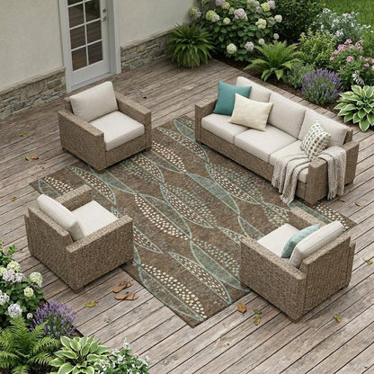 10' X 14' Brown And Gray Geometric Washable Indoor Outdoor Area Rug HomeRoots