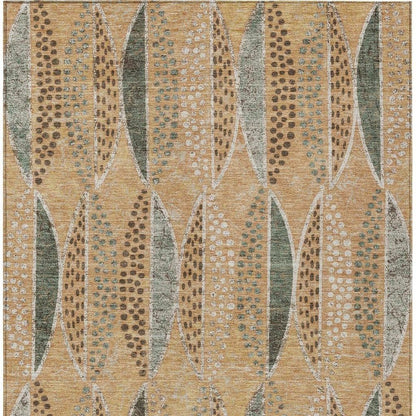 3' X 5' Copper And Beige Geometric Washable Indoor Outdoor Area Rug HomeRoots