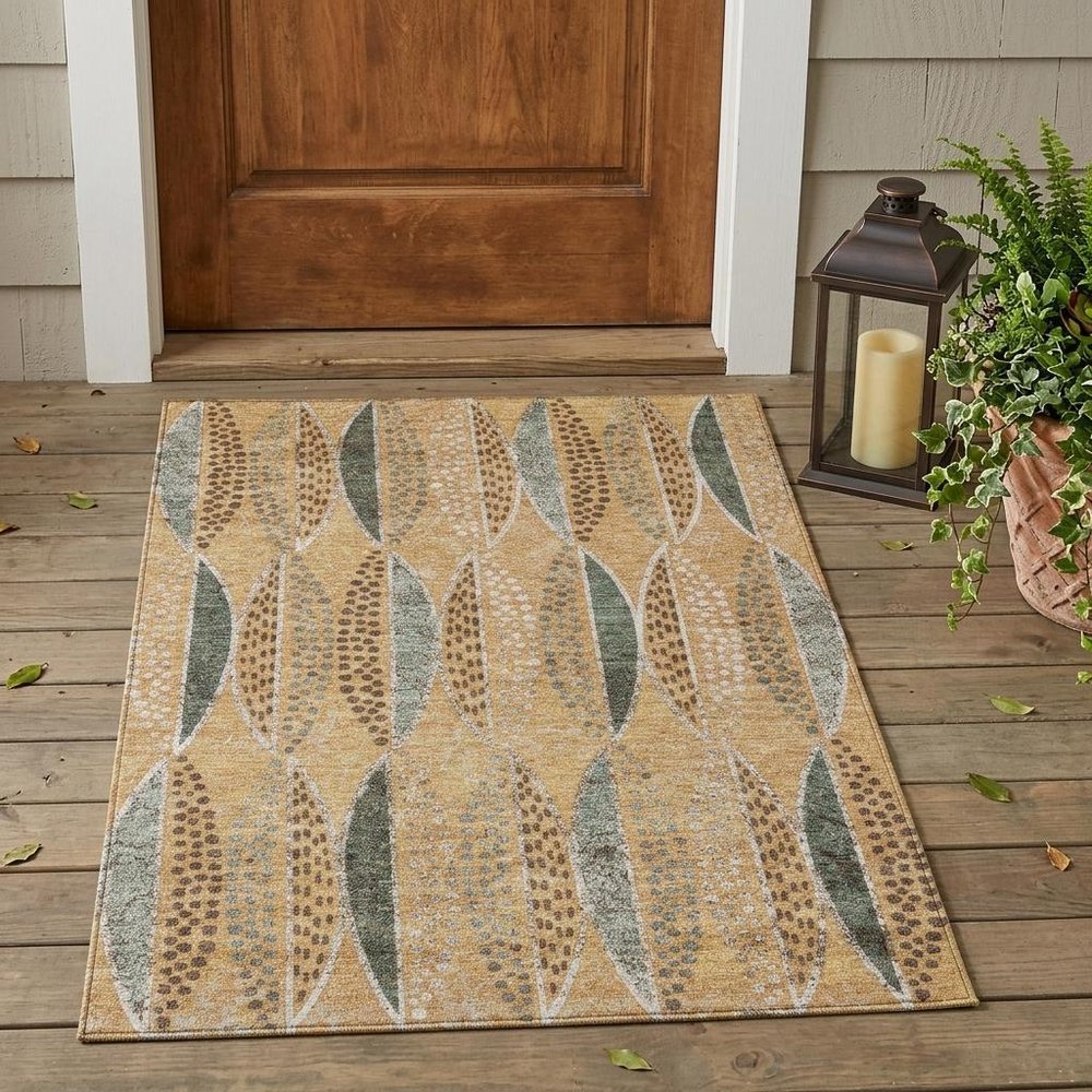 3' X 5' Copper And Beige Geometric Washable Indoor Outdoor Area Rug HomeRoots