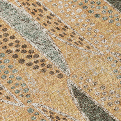 3' X 5' Copper And Beige Geometric Washable Indoor Outdoor Area Rug HomeRoots
