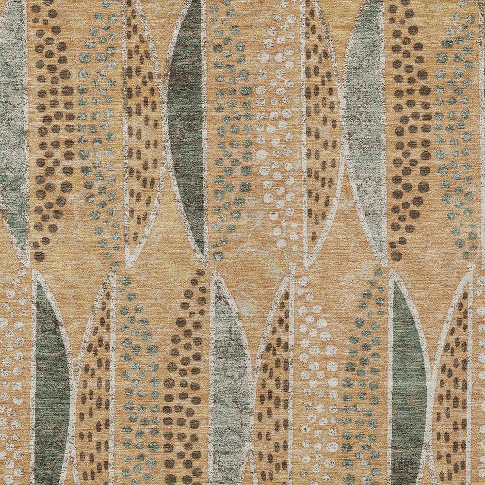 3' X 5' Copper And Beige Geometric Washable Indoor Outdoor Area Rug — view 6