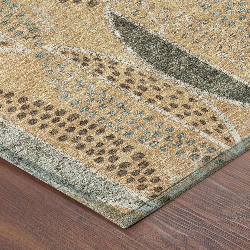 5' X 8' Copper And Beige Geometric Washable Indoor Outdoor Area Rug HomeRoots
