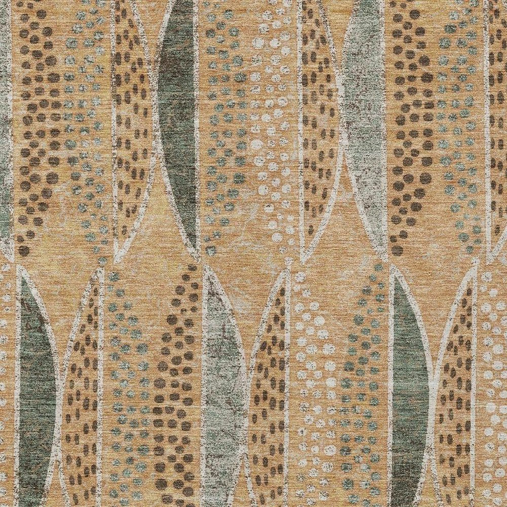 5' X 8' Copper And Beige Geometric Washable Indoor Outdoor Area Rug HomeRoots
