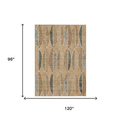 8' X 10' Copper And Beige Geometric Washable Indoor Outdoor Area Rug HomeRoots