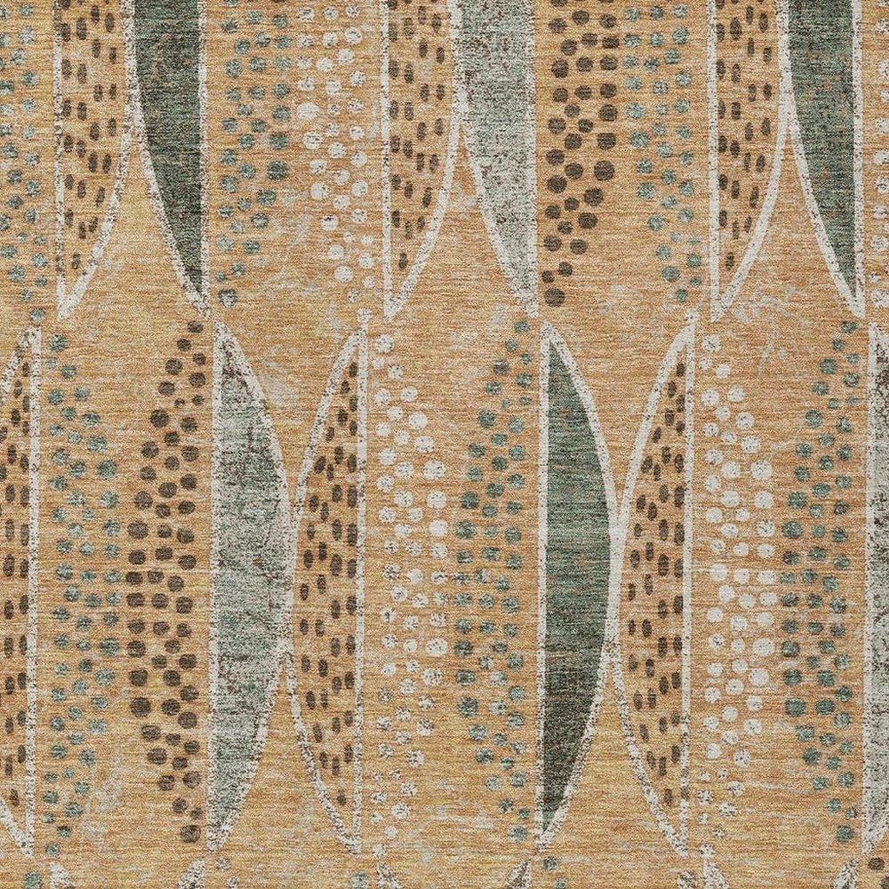 8' X 10' Copper And Beige Geometric Washable Indoor Outdoor Area Rug HomeRoots