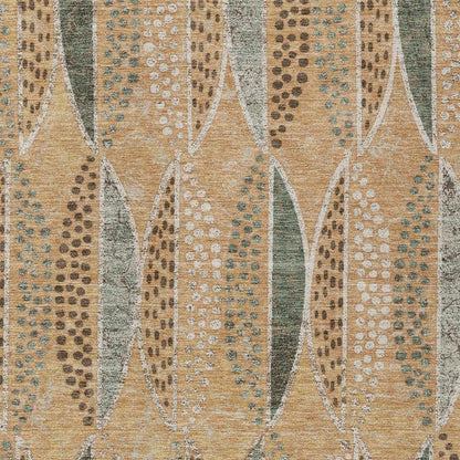 9' X 12' Copper And Beige Geometric Washable Indoor Outdoor Area Rug HomeRoots