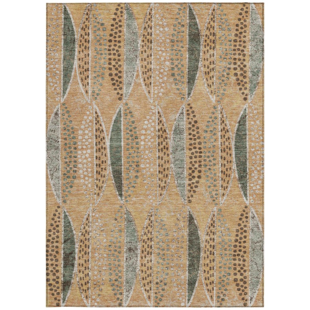 10' X 14' Copper And Beige Geometric Washable Indoor Outdoor Area Rug — view 7
