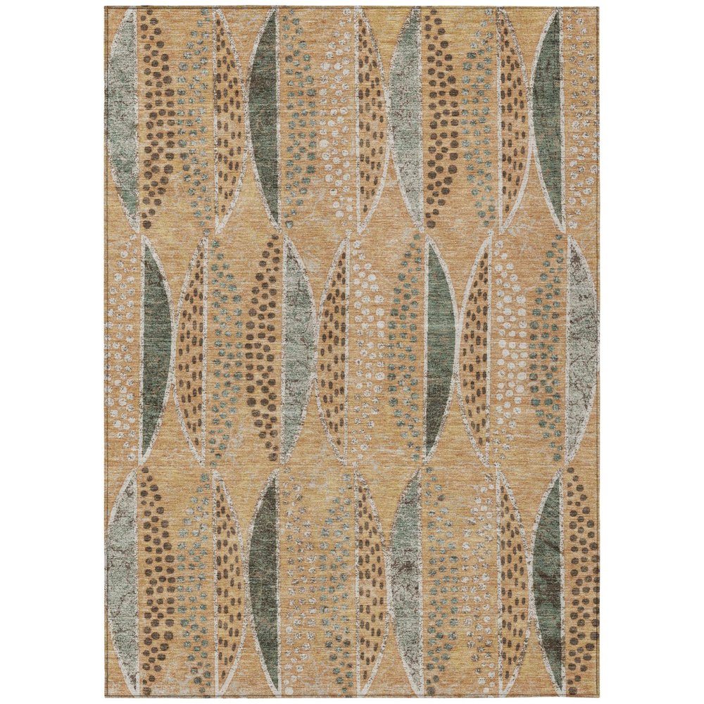 10' X 14' Copper And Beige Geometric Washable Indoor Outdoor Area Rug — view 1