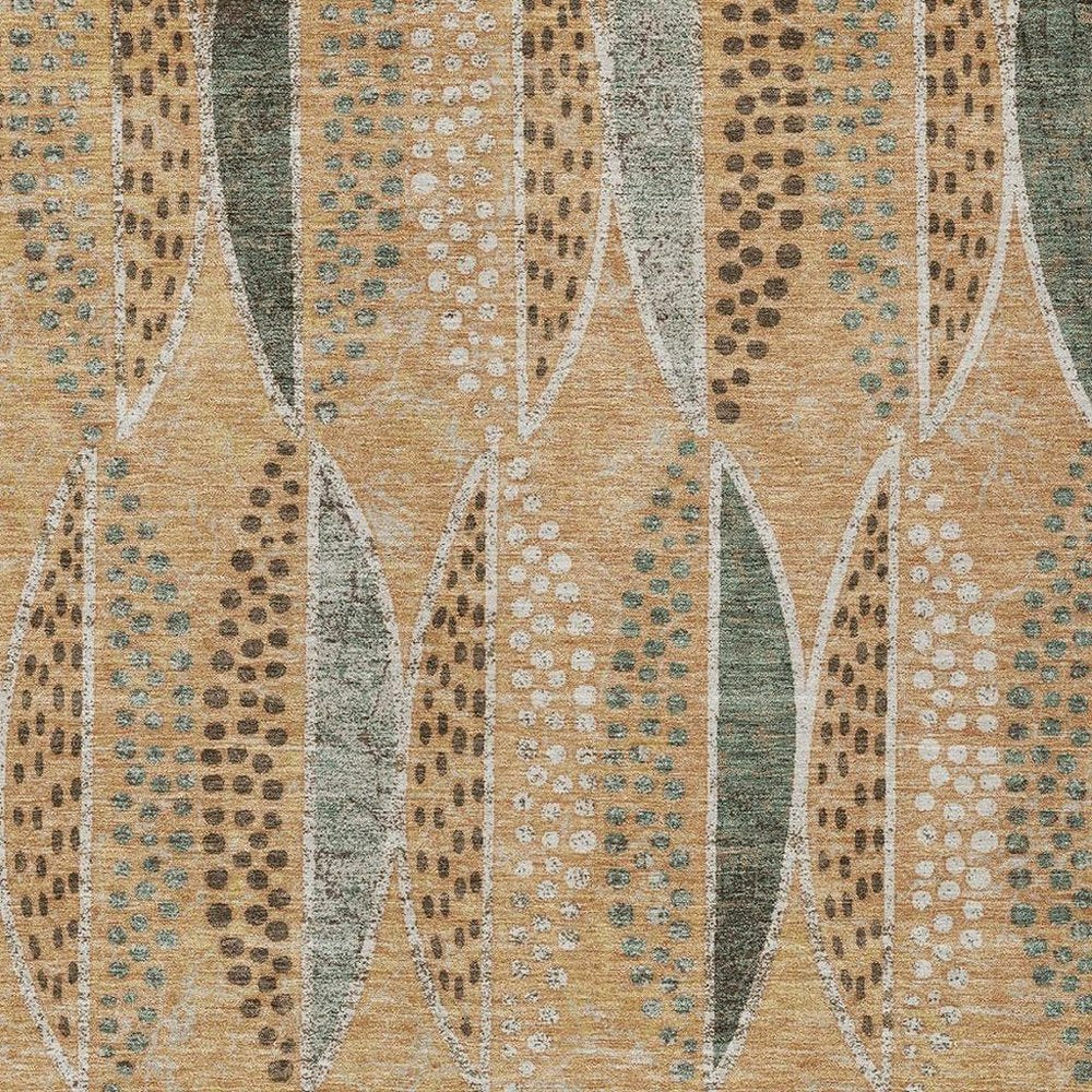 10' X 14' Copper And Beige Geometric Washable Indoor Outdoor Area Rug — view 6