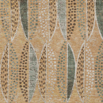 10' X 14' Copper And Beige Geometric Washable Indoor Outdoor Area Rug