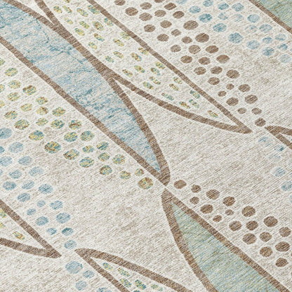 3' X 5' Ivory And Brown Geometric Washable Indoor Outdoor Area Rug HomeRoots