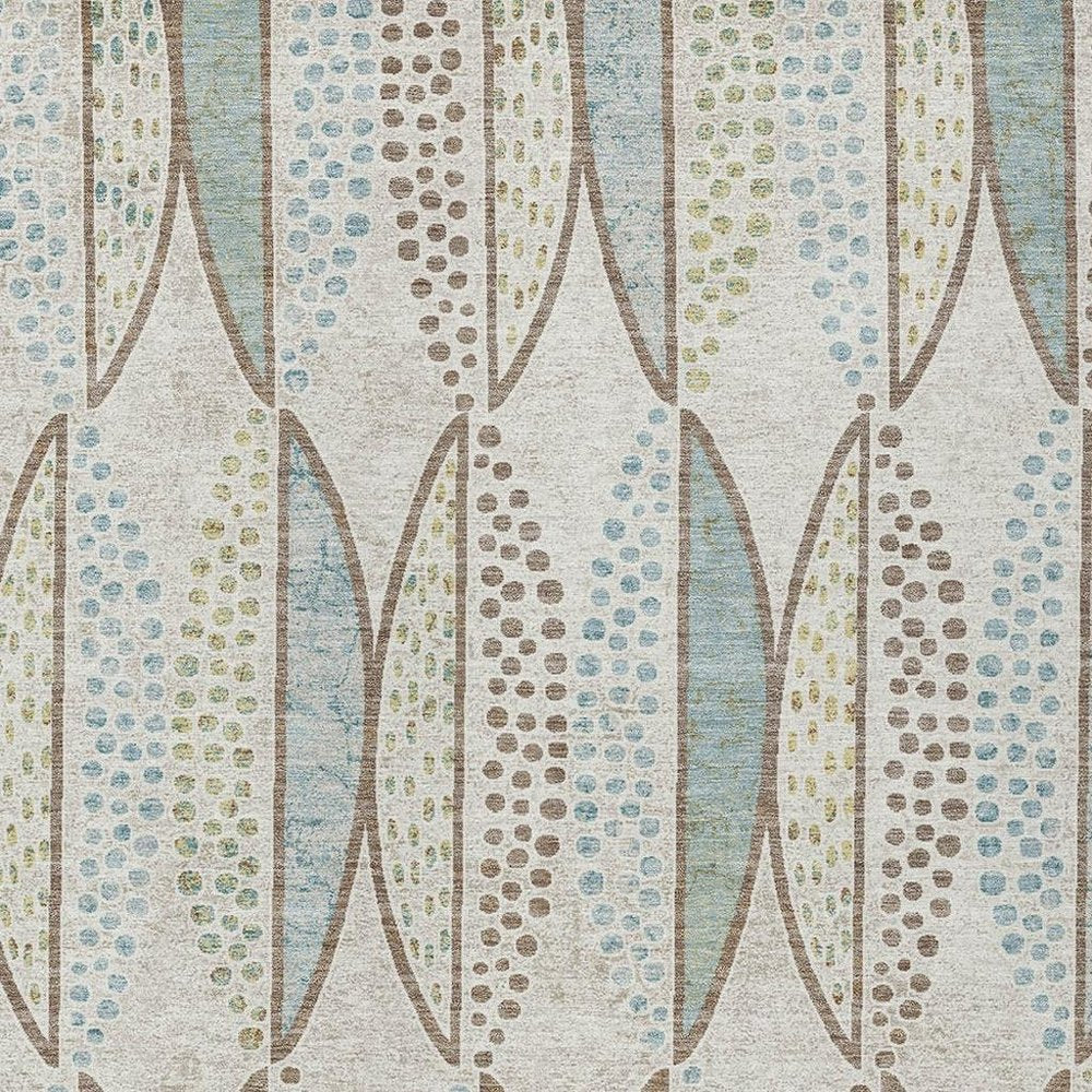 3' X 5' Ivory And Brown Geometric Washable Indoor Outdoor Area Rug — view 6