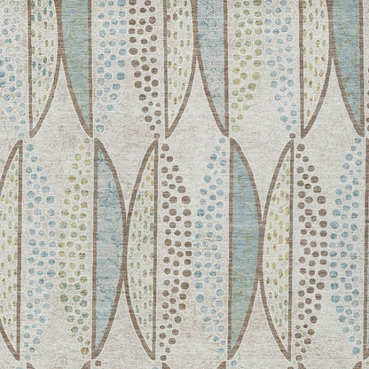 3' X 5' Ivory And Brown Geometric Washable Indoor Outdoor Area Rug HomeRoots