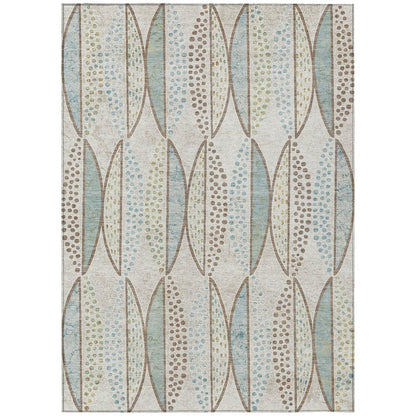 5' X 8' Ivory And Brown Geometric Washable Indoor Outdoor Area Rug HomeRoots