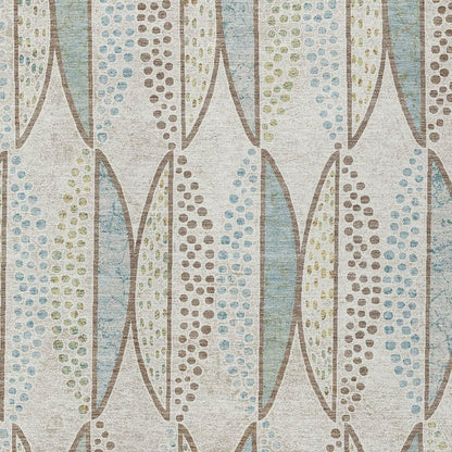 5' X 8' Ivory And Brown Geometric Washable Indoor Outdoor Area Rug HomeRoots