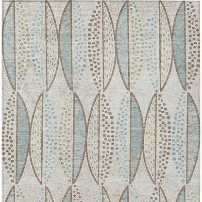 8' X 10' Ivory And Brown Geometric Washable Indoor Outdoor Area Rug HomeRoots