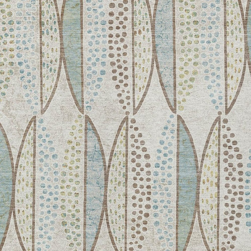 10' X 14' Ivory And Brown Geometric Washable Indoor Outdoor Area Rug HomeRoots