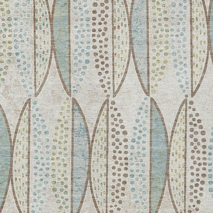 10' X 14' Ivory And Brown Geometric Washable Indoor Outdoor Area Rug HomeRoots