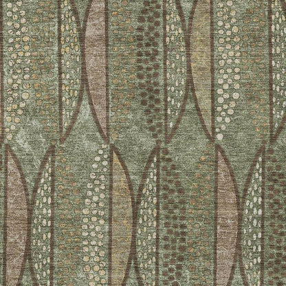 8' X 10' Olive Green And Linen Geometric Washable Indoor Outdoor Area Rug HomeRoots