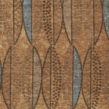 3' X 5' Orange And Blue Geometric Washable Indoor Outdoor Area Rug HomeRoots