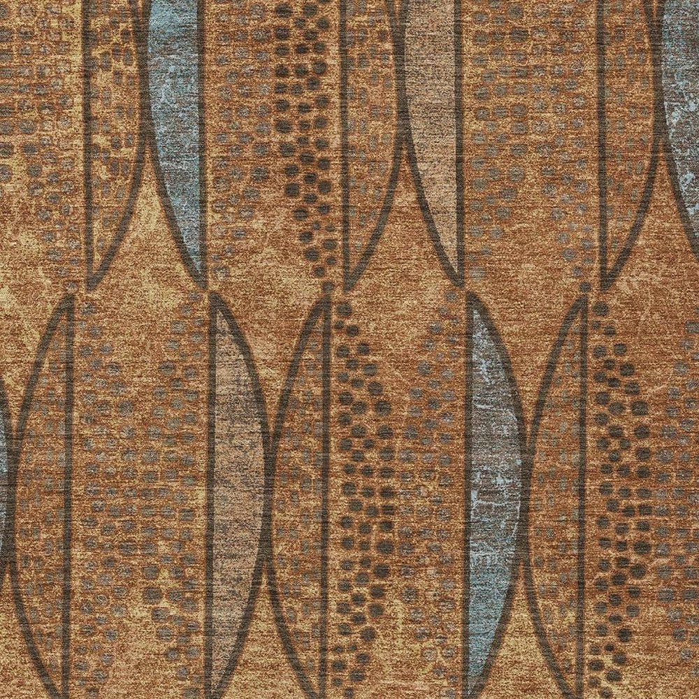 3' X 5' Orange And Blue Geometric Washable Indoor Outdoor Area Rug — view 6
