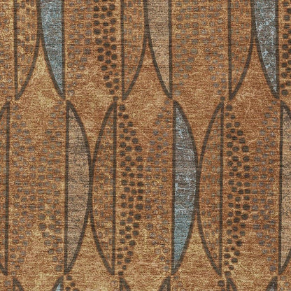 5' X 8' Orange And Blue Geometric Washable Indoor Outdoor Area Rug HomeRoots