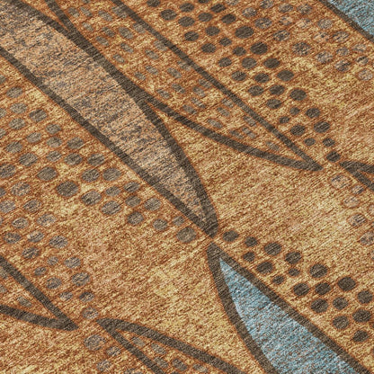 8' X 10' Orange And Blue Geometric Washable Indoor Outdoor Area Rug HomeRoots