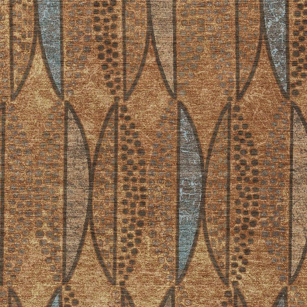 8' X 10' Orange And Blue Geometric Washable Indoor Outdoor Area Rug HomeRoots