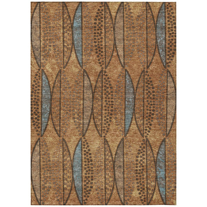 10' X 14' Orange And Blue Geometric Washable Indoor Outdoor Area Rug HomeRoots