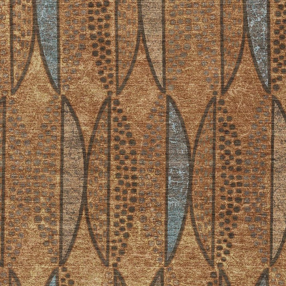 10' X 14' Orange And Blue Geometric Washable Indoor Outdoor Area Rug HomeRoots