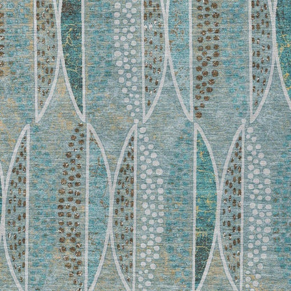 3' X 5' Teal Blue And Green Geometric Washable Indoor Outdoor Area Rug HomeRoots