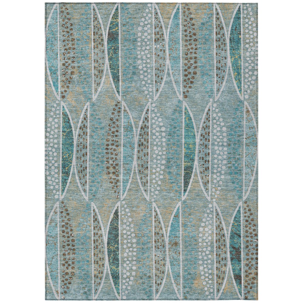 8' X 10' Teal Blue And Green Geometric Washable Indoor Outdoor Area Rug HomeRoots