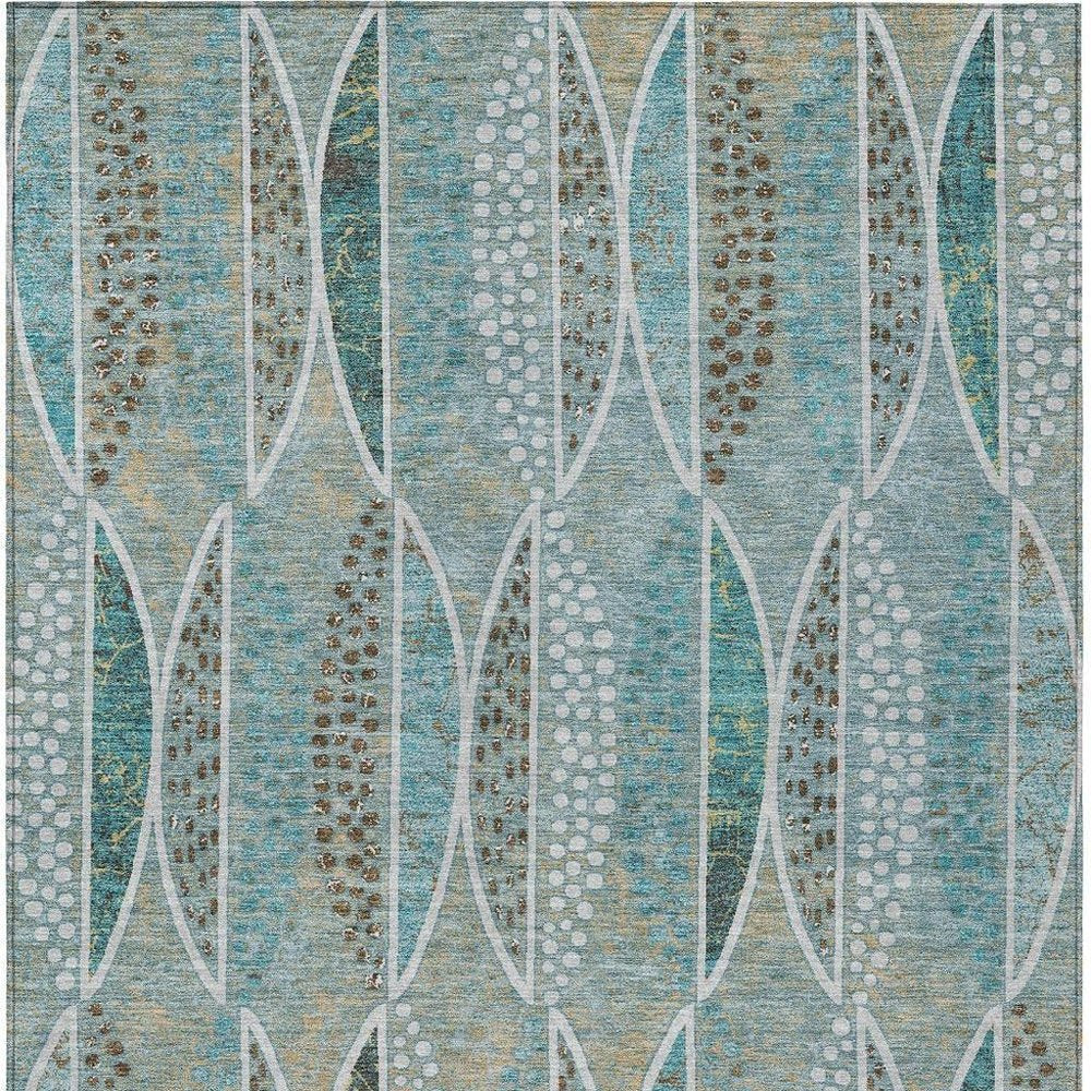 8' X 10' Teal Blue And Green Geometric Washable Indoor Outdoor Area Rug HomeRoots