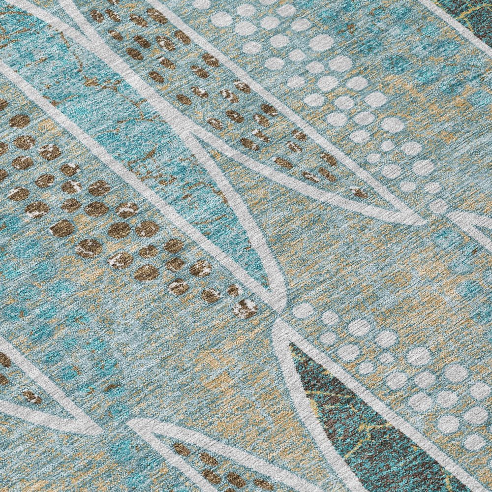 10' X 14' Teal Blue And Green Geometric Washable Indoor Outdoor Area Rug HomeRoots