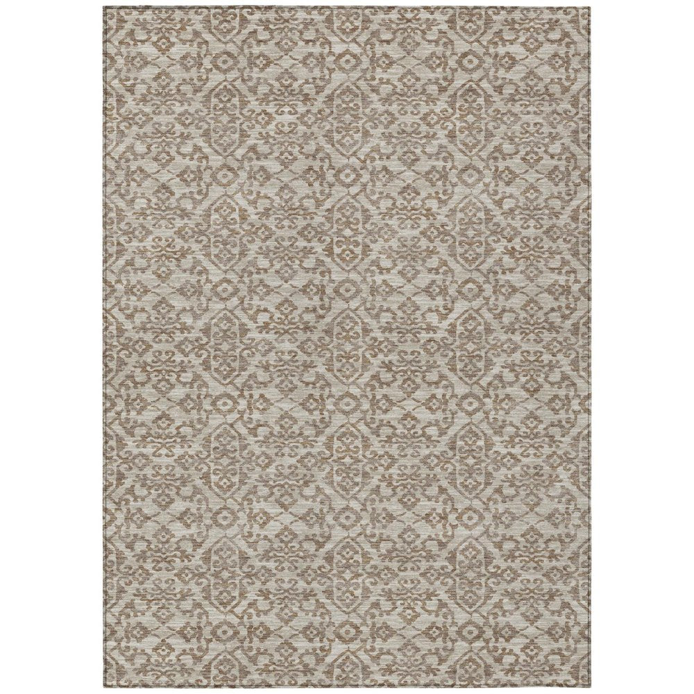 5' X 8' Beige And Taupe Oriental Washable Indoor Outdoor Area Rug HomeRoots