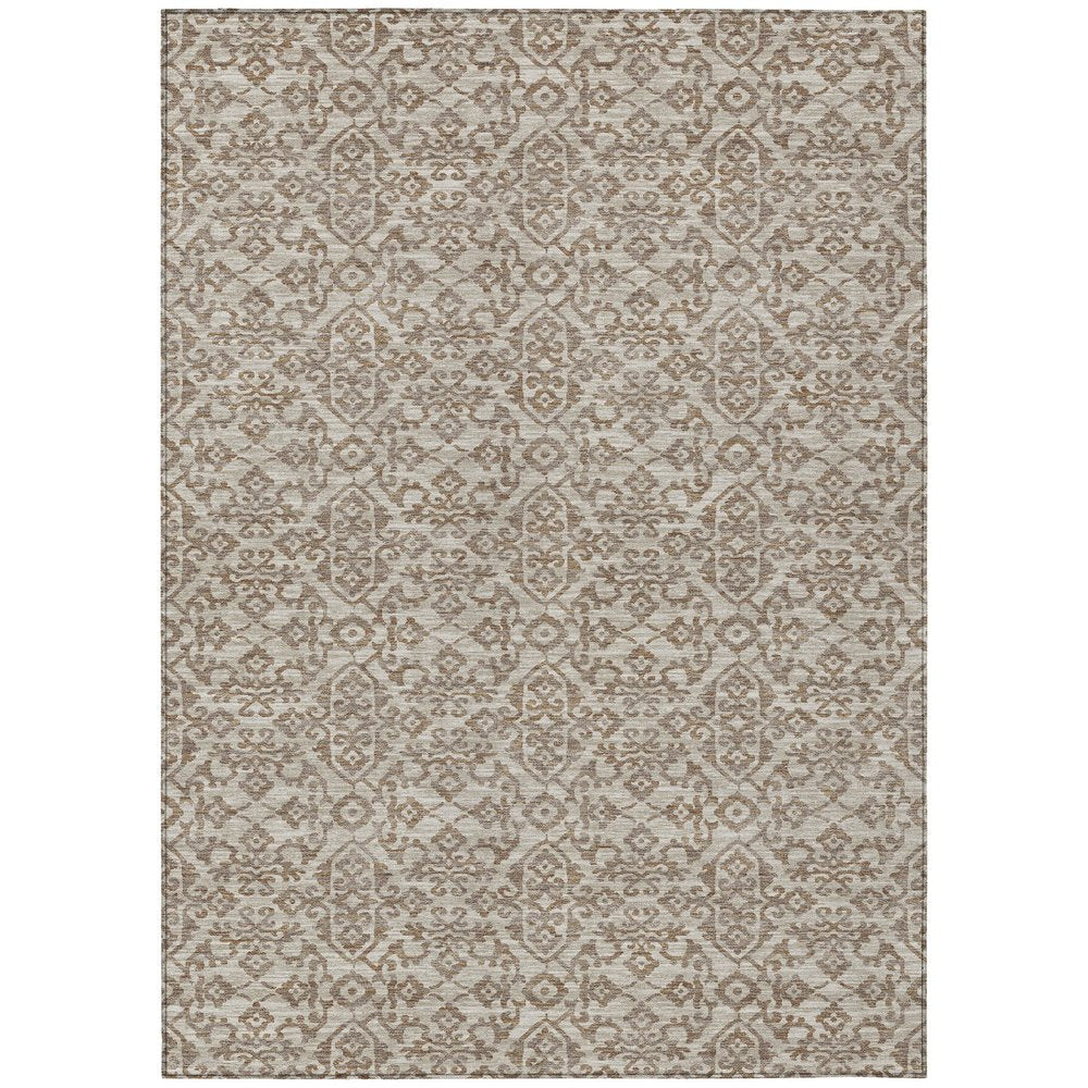 5' X 8' Beige And Taupe Oriental Washable Indoor Outdoor Area Rug HomeRoots